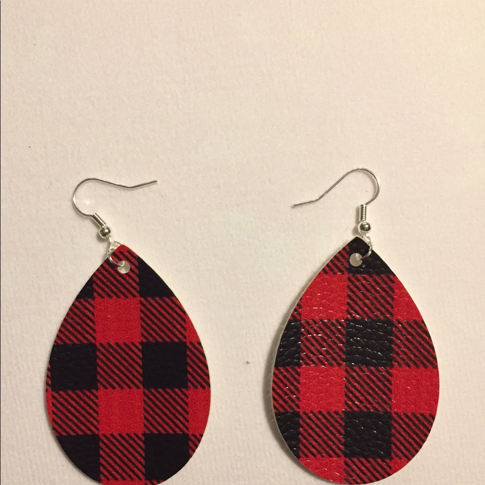 Faux Leather Buffalo Plaid Earrings